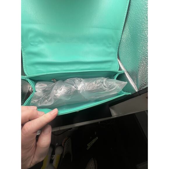 Badgley Mischka Quilted Bombe Pearl Crossbody Vegan Leather In Mint NWT - Picture 9 of 11